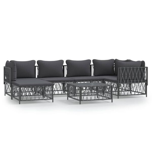 vidaXL 7 Piece Garden Lounge Set with Cushions Anthracite Steel