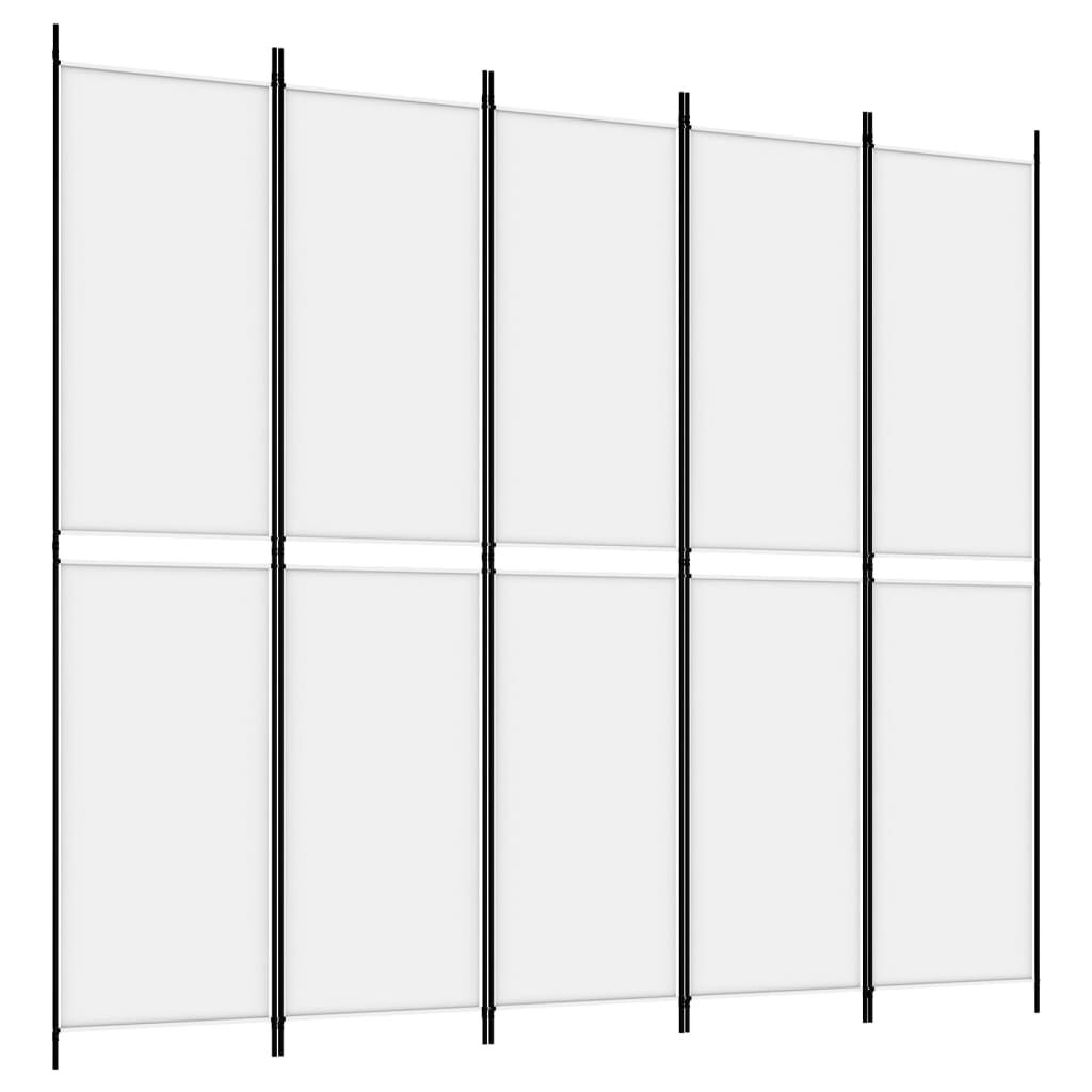 vidaXL 5-Panel Room Divider White 250x220 cm Fabric