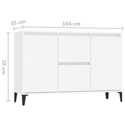 vidaXL Sideboard White 102x35x70 cm Engineered Wood, white vidaXL Sideboard White 102x35x70 cm Engineered Wood