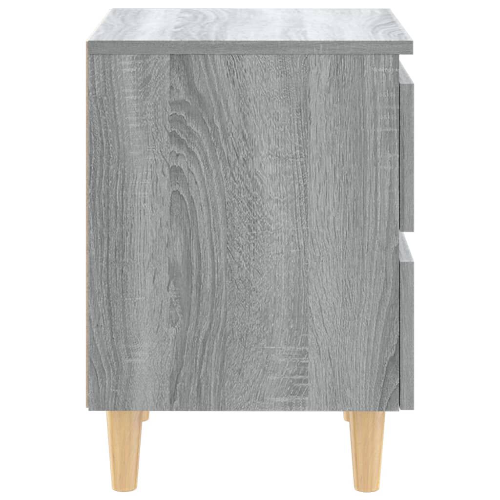 vidaXL Bed Cabinets with Solid Wood Legs 2 pcs Grey Sonoma 40x35x50 cm
