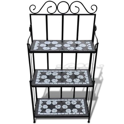 Plant Stand Plant Display Black White Mosaic Pattern, black Plant Stand Plant Display Black White Mosaic Pattern