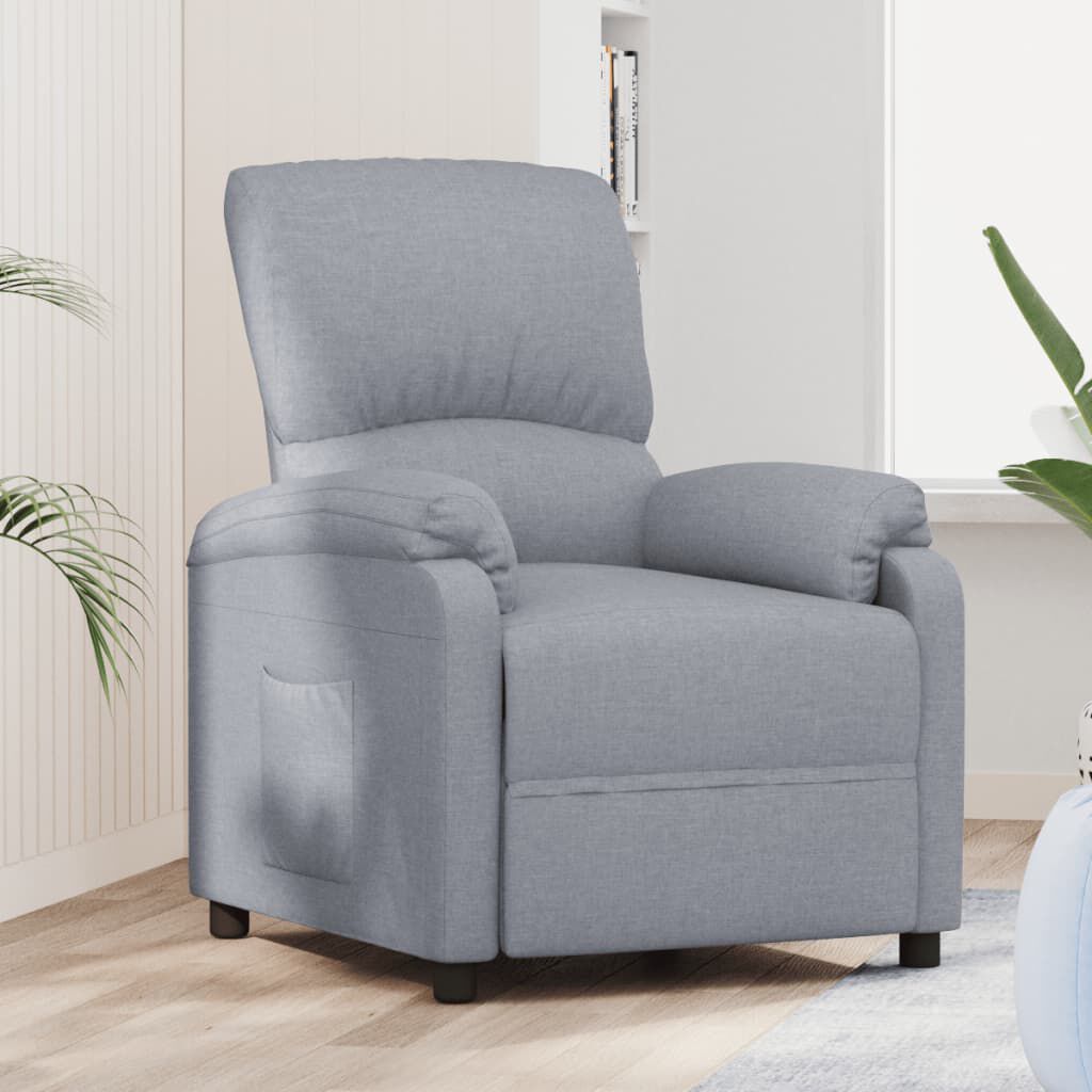 vidaXL Recliner Chair Light Grey Fabric