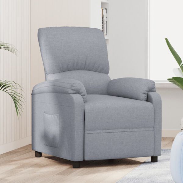 vidaXL Recliner Chair Light Grey Fabric