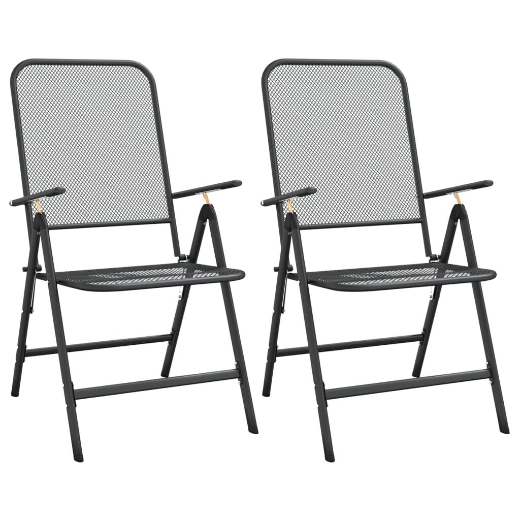 vidaXL 3 Piece Garden Dining Set Expanded Metal Mesh Anthracite