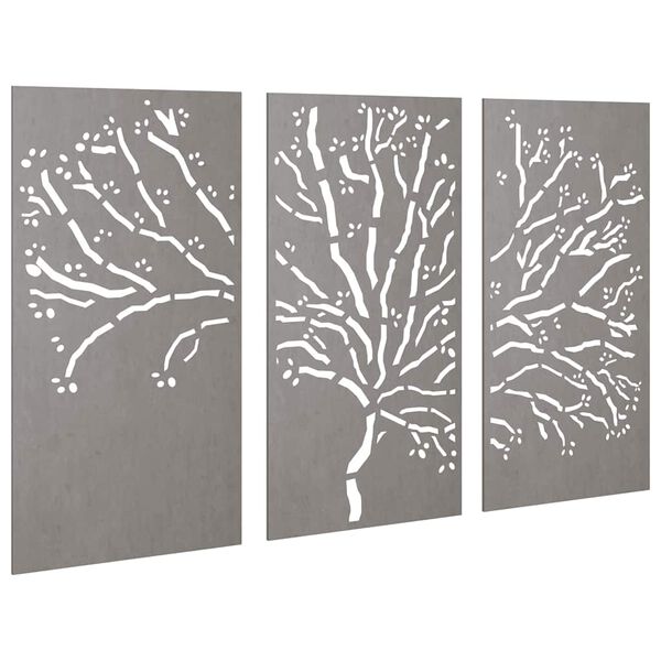 vidaXL Garden Wall Decorations 3 pcs 105x55 cm Corten Steel Tree Design