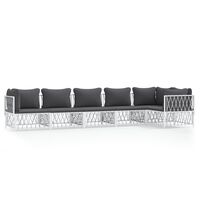 vidaXL 6 Piece Garden Lounge Set with Cushions White Steel