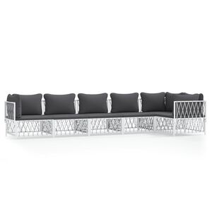 vidaXL 6 Piece Garden Lounge Set with Cushions White Steel
