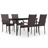 vidaXL 5 Piece Outdoor Dining Set Brown and Black