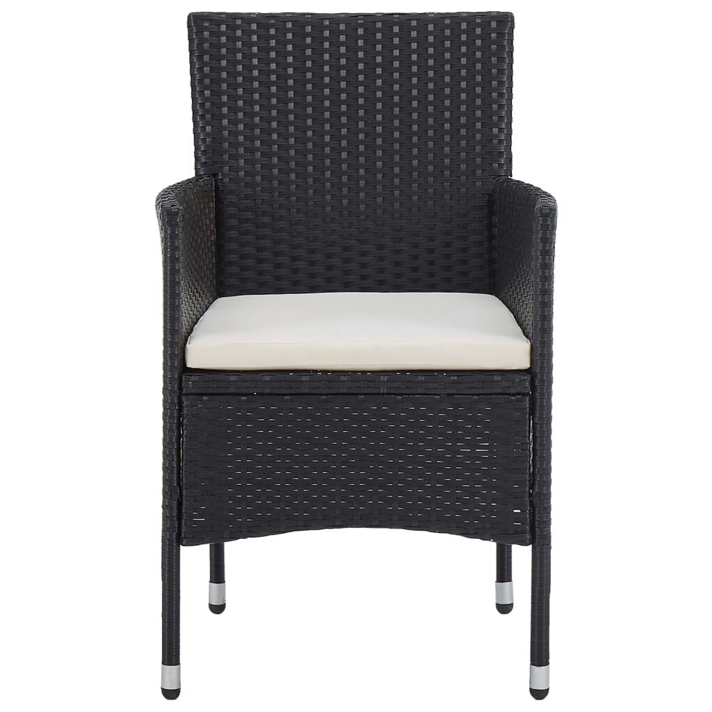 vidaXL 3 Piece Garden Dining Set Black Poly Rattan and Acacia Wood