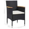 vidaXL 3 Piece Garden Dining Set Black Poly Rattan and Acacia Wood