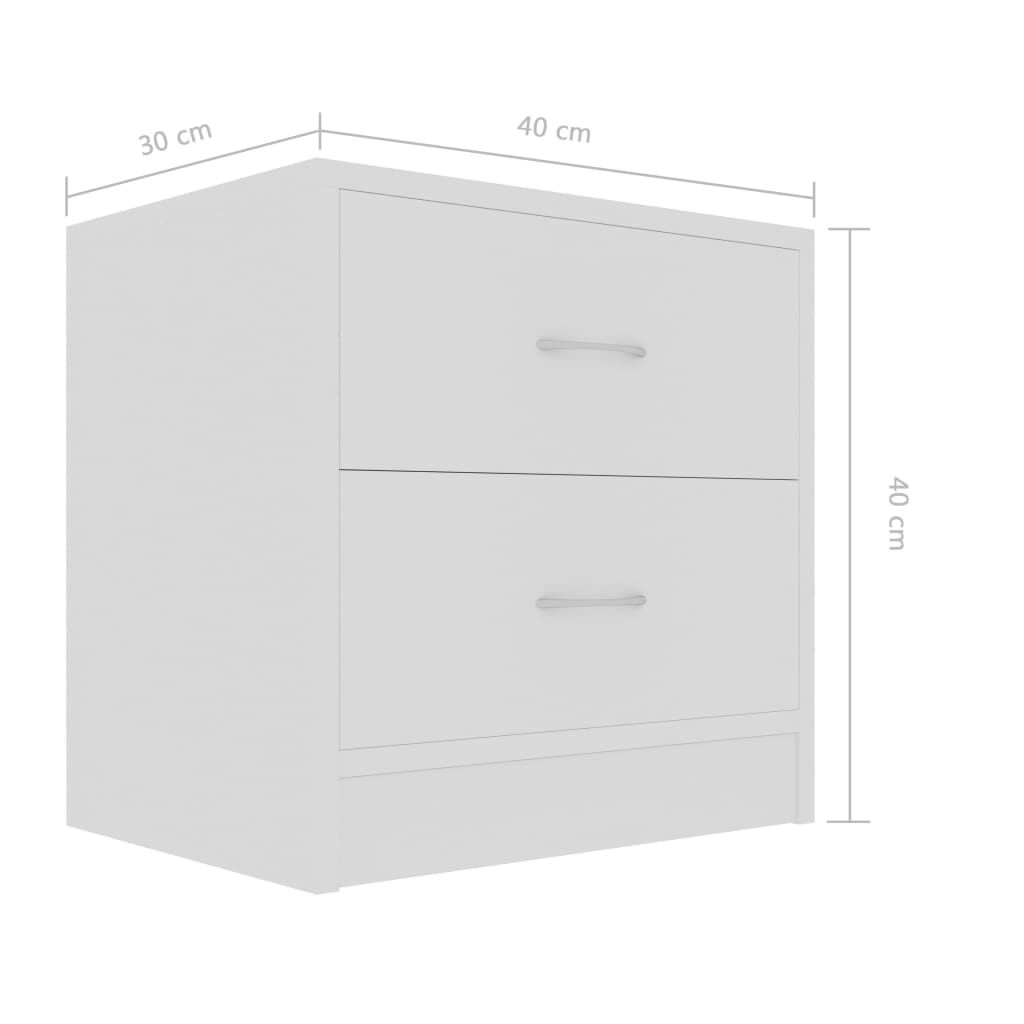 vidaXL Bedside Cabinets 2 pcs White 40x30x40 cm Engineered Wood