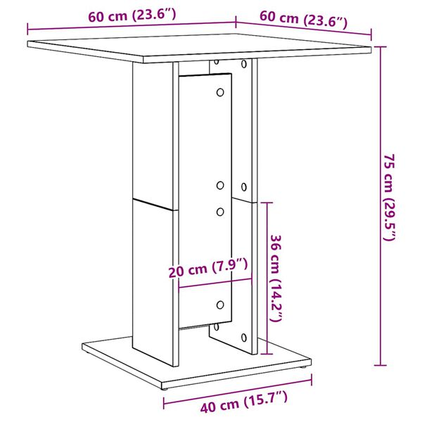 vidaXL Bistro Table White 60x60x75 cm Engineered Wood