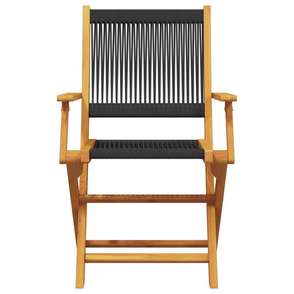 vidaXL Folding Garden Chairs 4 pcs Black Solid Wood Acacia