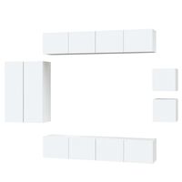 vidaXL 8 Piece TV Cabinet Set White Engineered Wood
