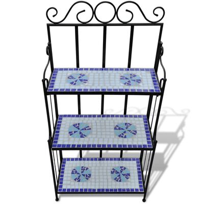 Plant Stand Plant Display Blue White Mosaic Pattern, blue Plant Stand Plant Display Blue White Mosaic Pattern