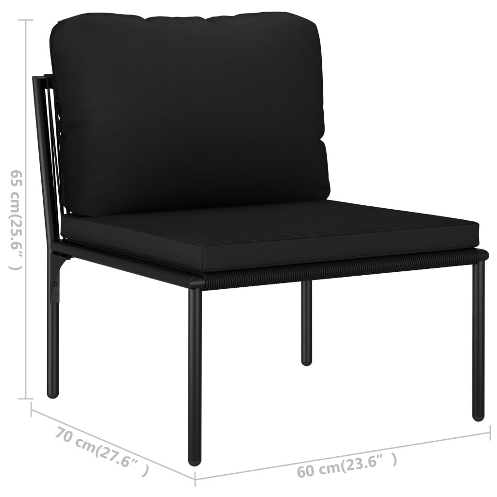 vidaXL 3 Piece Garden Lounge Set with Cushions Black PVC