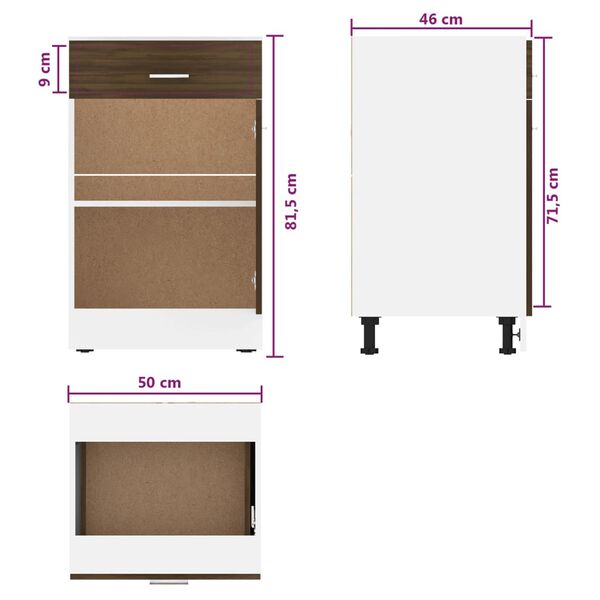 vidaXL Drawer Bottom Cabinet Lyon Brown Oak 50x46x81.5 cm Engineered Wood