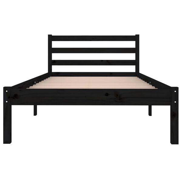 vidaXL Bed Frame without Mattress Solid Wood Pine 90x200cm Black