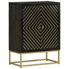 vidaXL Sideboard with 2 Doors Black&Gold 55x30x75 cm Solid Wood Mango