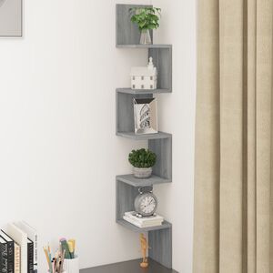 vidaXL Wall Corner Shelf Grey Sonoma 20x20x127,5 cm Engineered Wood