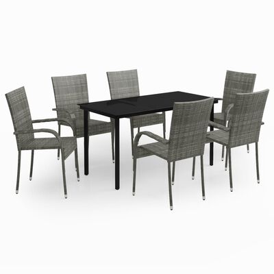 vidaXL 7 Piece Garden Dining Set Grey and Black, grey and black vidaXL 7 Piece Garden Dining Set Grey and Black