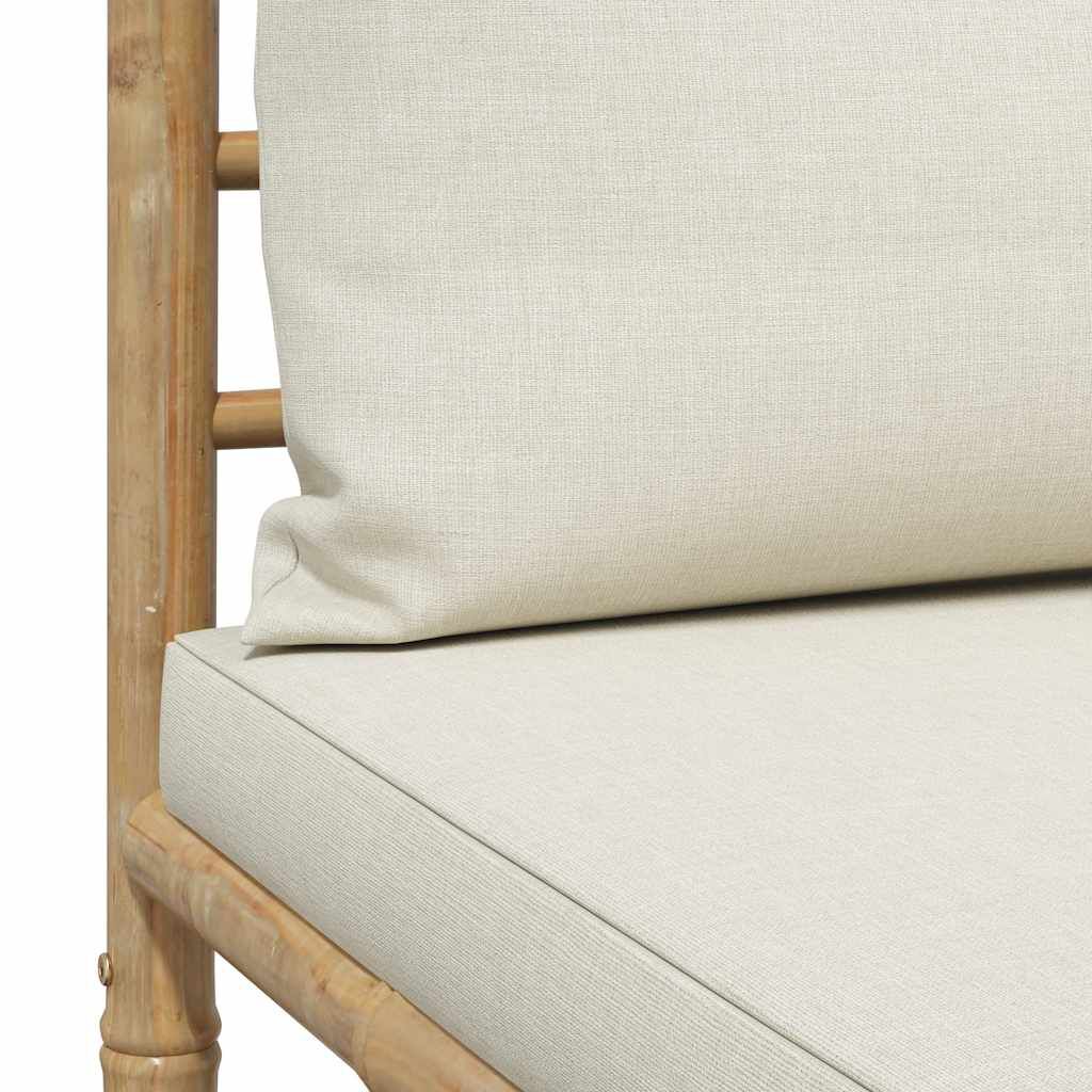 vidaXL 3 Piece Garden Lounge Set with Cream White Cushions Bamboo