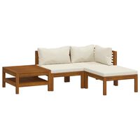 vidaXL 4 Piece Garden Lounge Set with Cream Cushion Solid Acacia Wood, cream vidaXL 4 Piece Garden Lounge Set with Cream Cushion Solid Acacia Wood