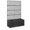 vidaXL Trellis Raised Bed with 3 Pots 83x30x130 cm Poly Rattan Black