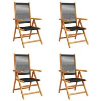 vidaXL Reclining Garden Chairs 4 pcs Black Solid Wood Acacia