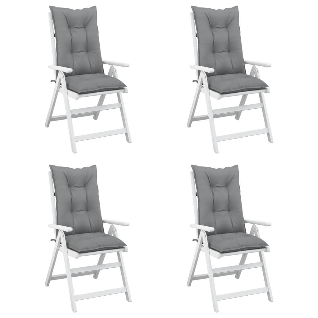 vidaXL Garden Highback Chair Cushions 4 pcs Grey 120x50x7 cm Fabric