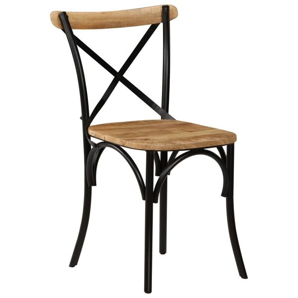 vidaXL Cross Chairs 2 pcs Black Solid Mango Wood
