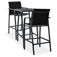 vidaXL 3 Piece Garden Bar Set Black, black vidaXL 3 Piece Garden Bar Set Black