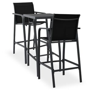vidaXL 3 Piece Garden Bar Set Black