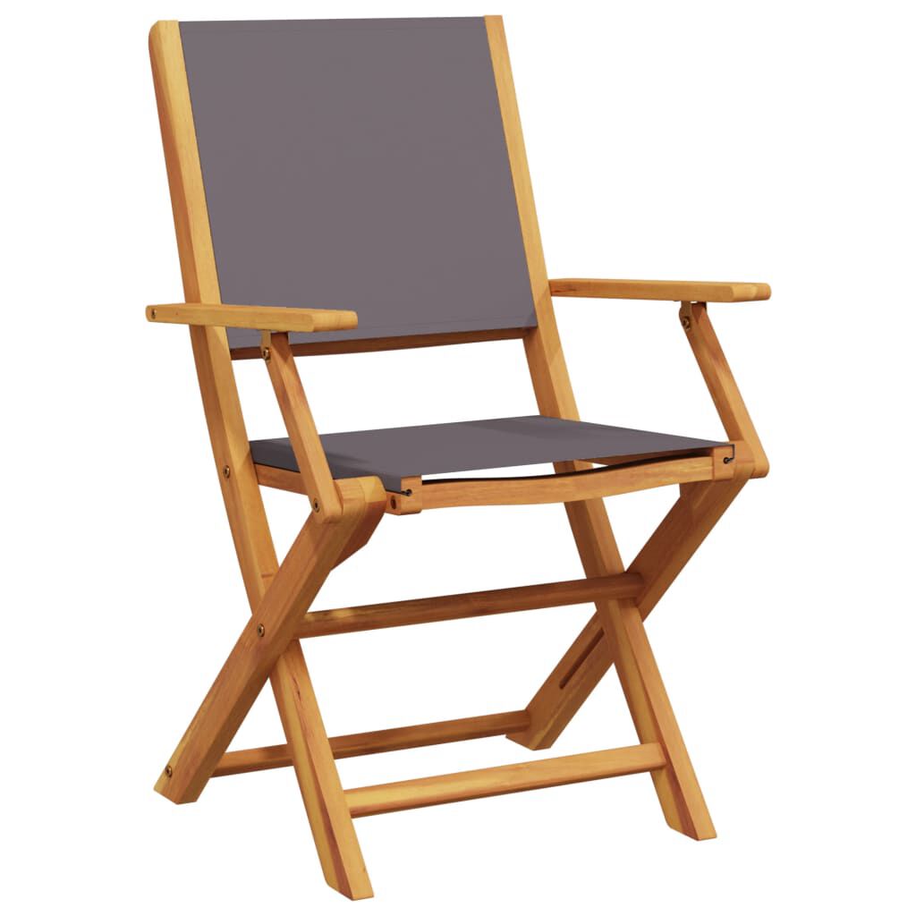 vidaXL Folding Garden Chairs 4 pcs Anthracite Fabric and Solid Wood