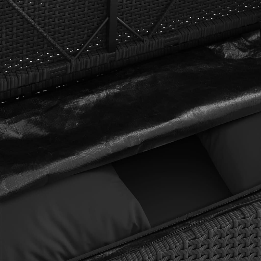 vidaXL Garden Bench with Cushions Black Poly Rattan