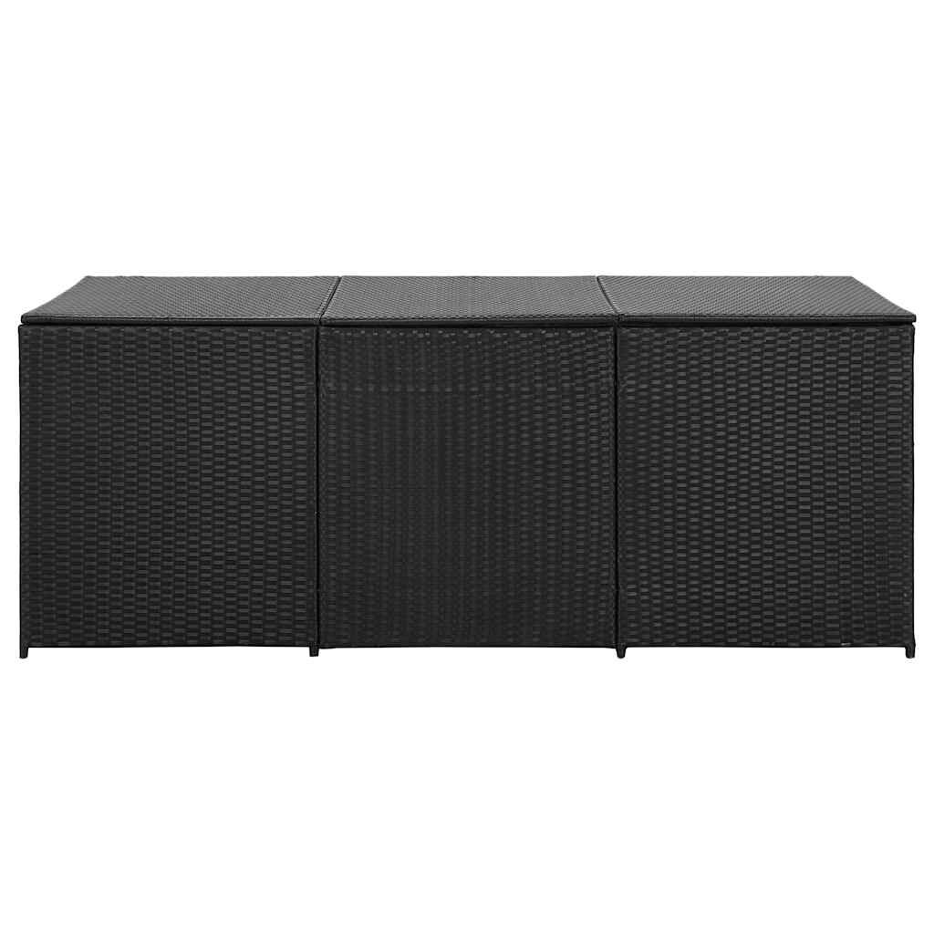 vidaXL Garden Storage Box Poly Rattan 180x90x70 cm Black