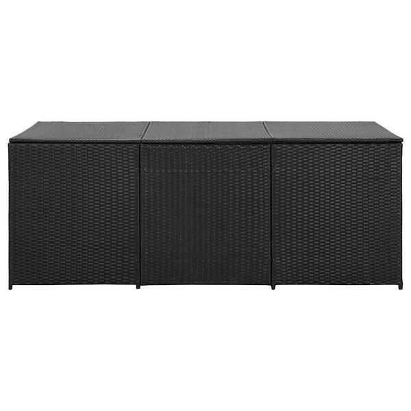 vidaXL Garden Storage Box Poly Rattan 180x90x70 cm Black
