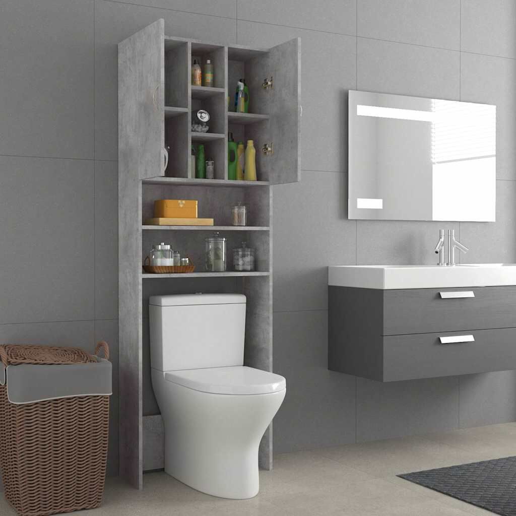 vidaXL Washing Machine Cabinet Concrete Grey 64x25.5x190 cm
