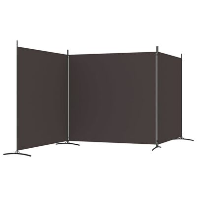vidaXL 3-Panel Room Divider Brown 525x180 cm Fabric