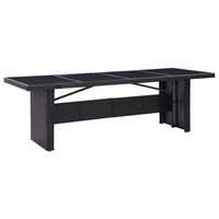 vidaXL Garden Table Black 240x90x74 cm Poly Rattan and Glass, black vidaXL Garden Table Black 240x90x74 cm Poly Rattan and Glass