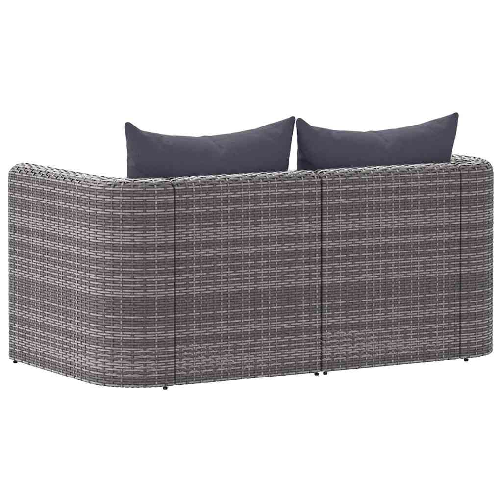 vidaXL Garden Corner Sofas 2 pcs Grey Poly Rattan