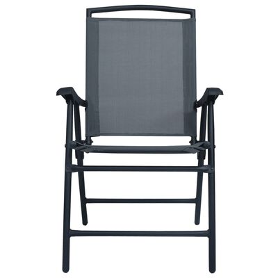 vidaXL Folding Garden Chairs 2 pcs Texilene Grey, grey vidaXL Folding Garden Chairs 2 pcs Texilene Grey