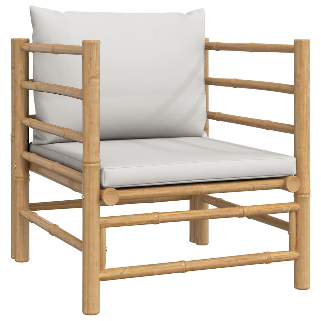 vidaXL 6 Piece Garden Lounge Set with Light Grey Cushions Bamboo