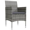 vidaXL 3 Piece Garden Dining Set with Cushions Grey and Black