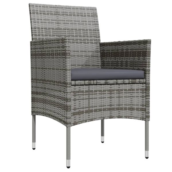 vidaXL 3 Piece Garden Dining Set with Cushions Grey and Black