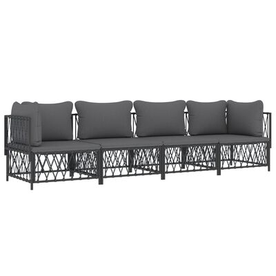 vidaXL 4 Piece Garden Lounge Set with Cushions Anthracite Steel, anthracite vidaXL 4 Piece Garden Lounge Set with Cushions Anthracite Steel