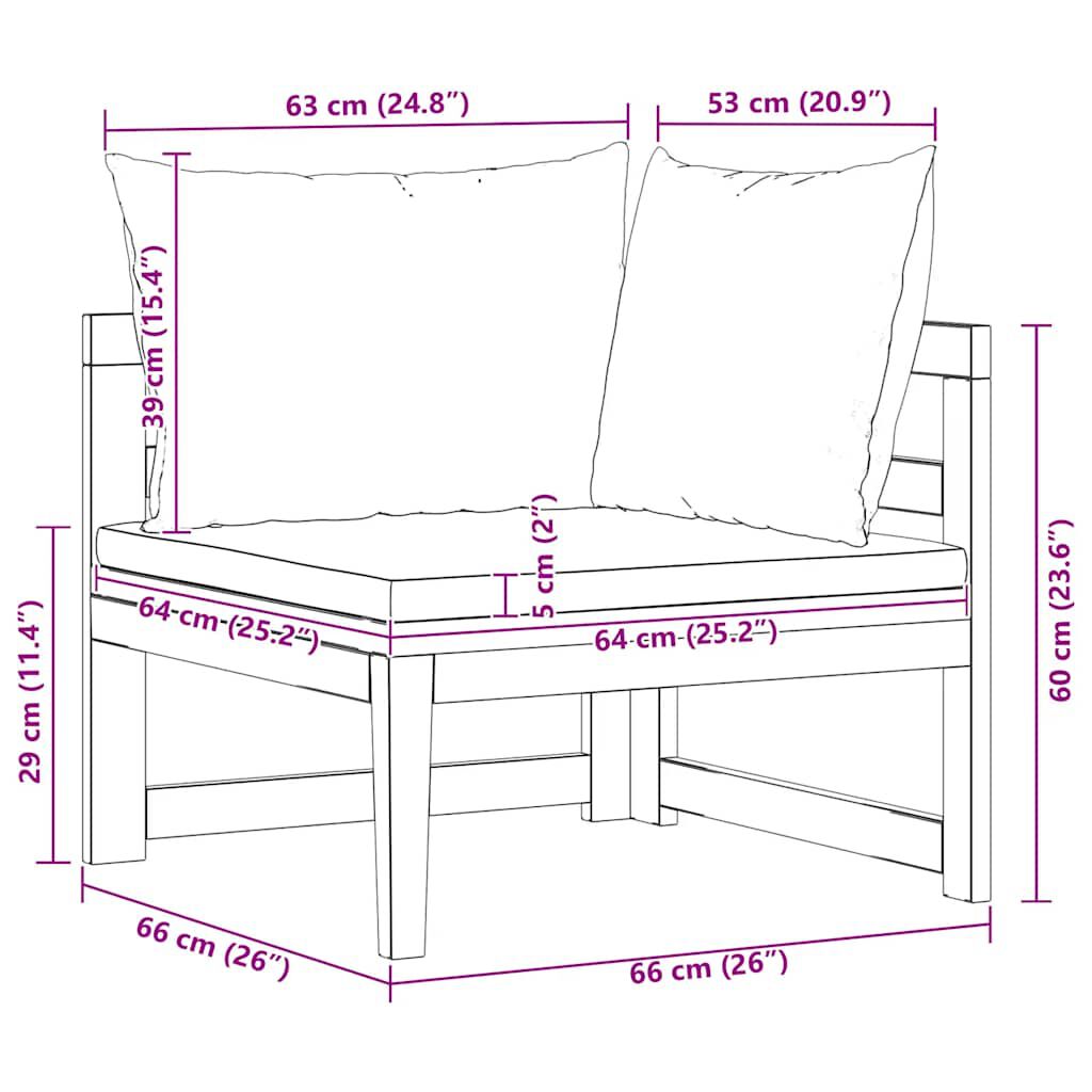 vidaXL Corner Sofa with Dark Grey Cushions Solid Acacia Wood