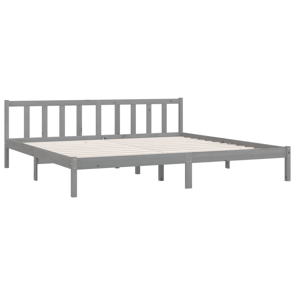 vidaXL Bed Frame without Mattress Grey Solid Wood Super King Size