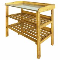 vidaXL Potting Bench with 2 Shelves Solid Acacia Wood and Zinc,  vidaXL Potting Bench with 2 Shelves Solid Acacia Wood and Zinc
