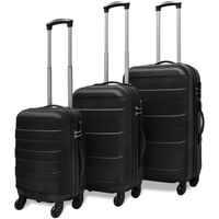 vidaXL Three Piece Hardcase Trolley Set Black 45.5/55/66 cm, black vidaXL Three Piece Hardcase Trolley Set Black 45.5/55/66 cm